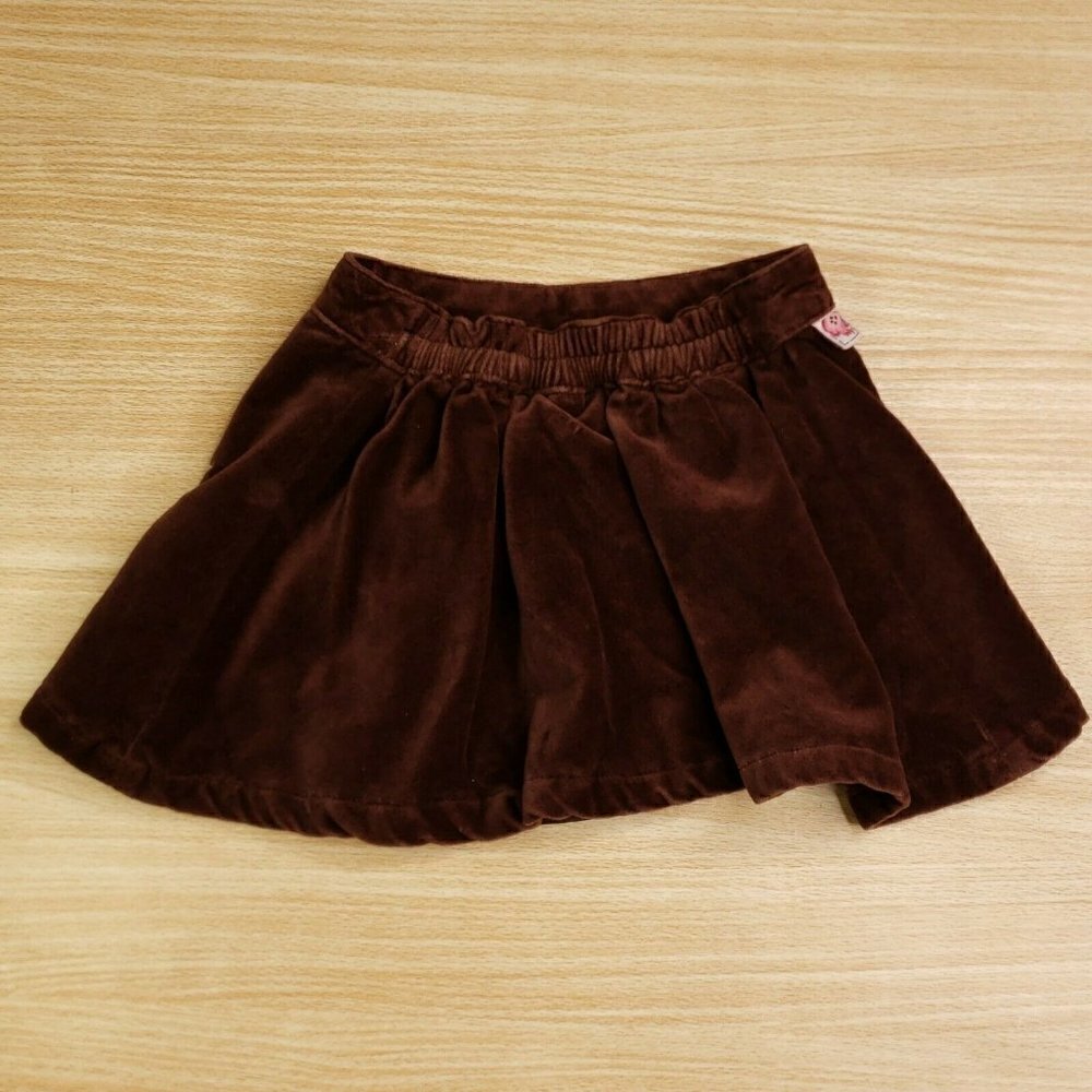 Kru Toddler Brown Velvet Embroidered Skirt 12 Mth - Picture 2 of 6